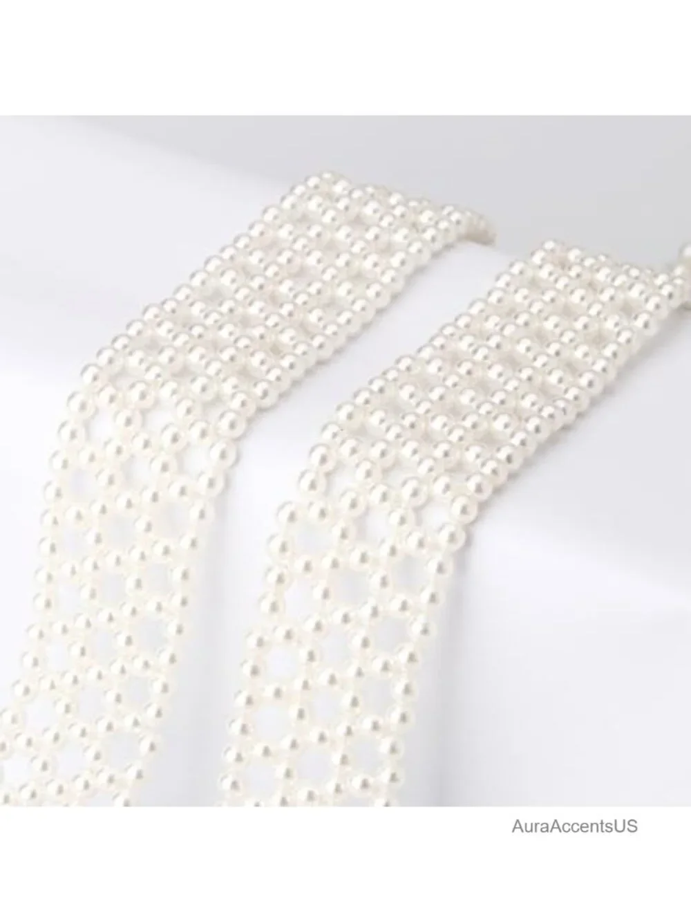 Bridal Pearl Belt with Rhinestones - Adjustable Waistband for Wedding Dresses